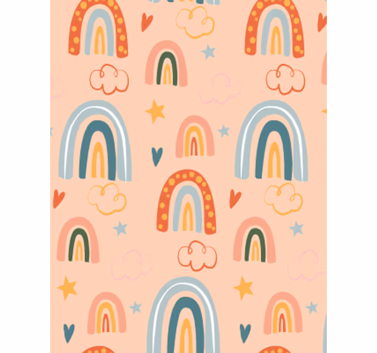 Papel tapiz infantil pastel simple de arcoíris - TenVinilo