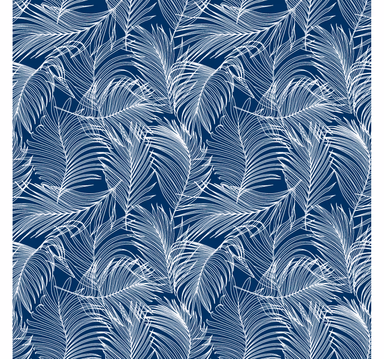 Papel tapiz hojas hojas azules con contorno blanco - TenVinilo
