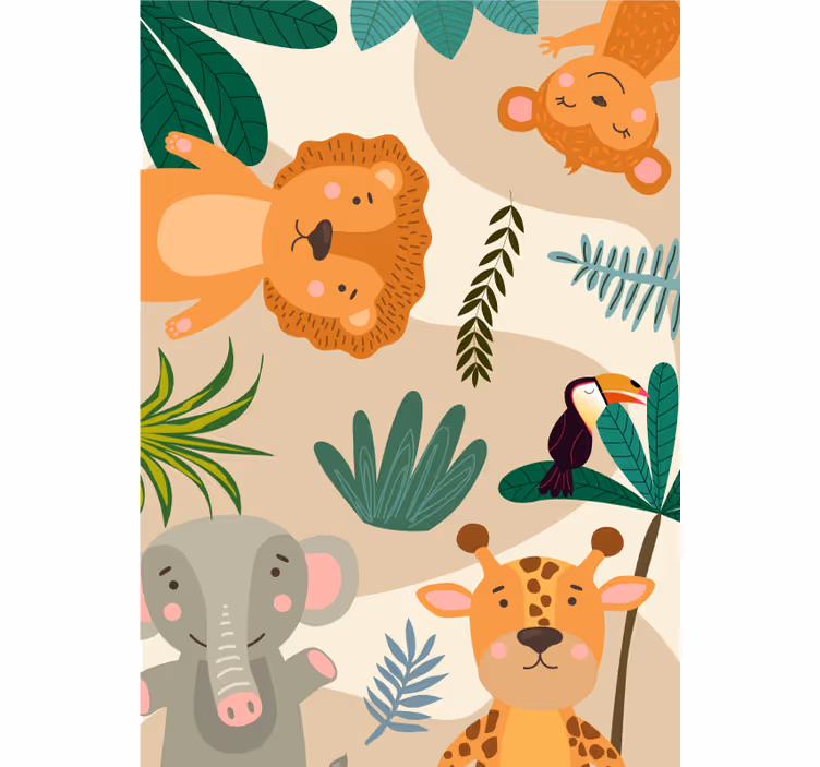 Papel tapiz animales selva nórdica infantil - TenVinilo