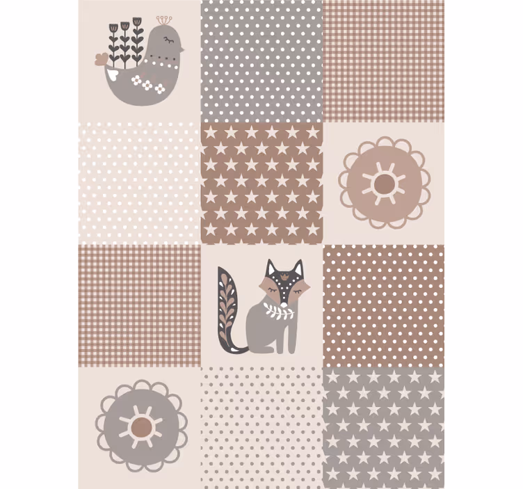 Papel tapiz animales y azulejos nórdicos - TenVinilo