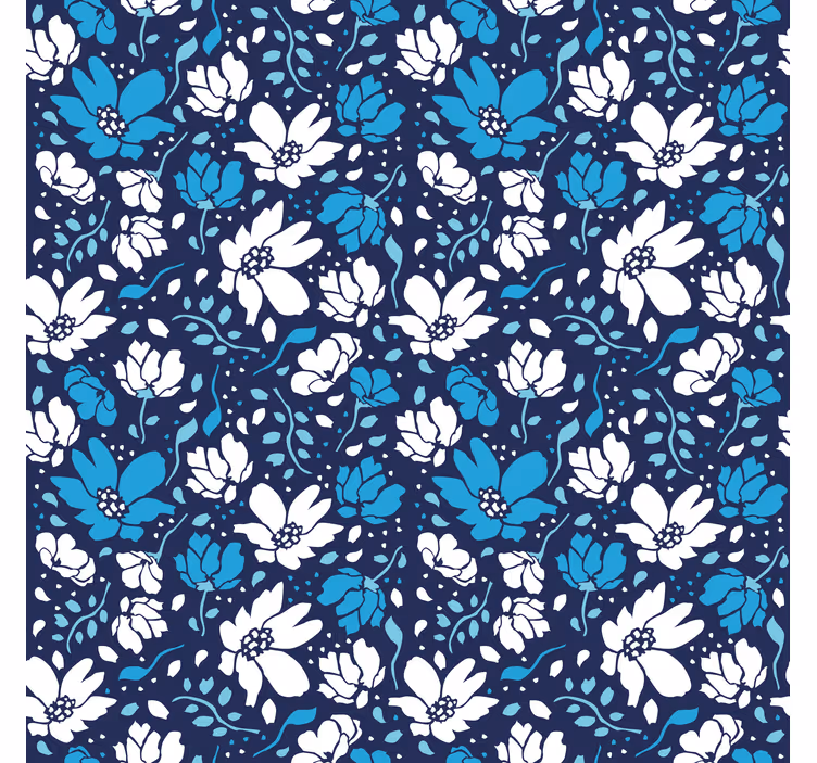 Papel tapiz textura margaritas blancas sobre fondo azul - TenVinilo