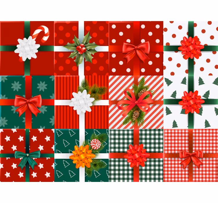 Papel tapiz navidad patrones de regalos festivos - TenVinilo