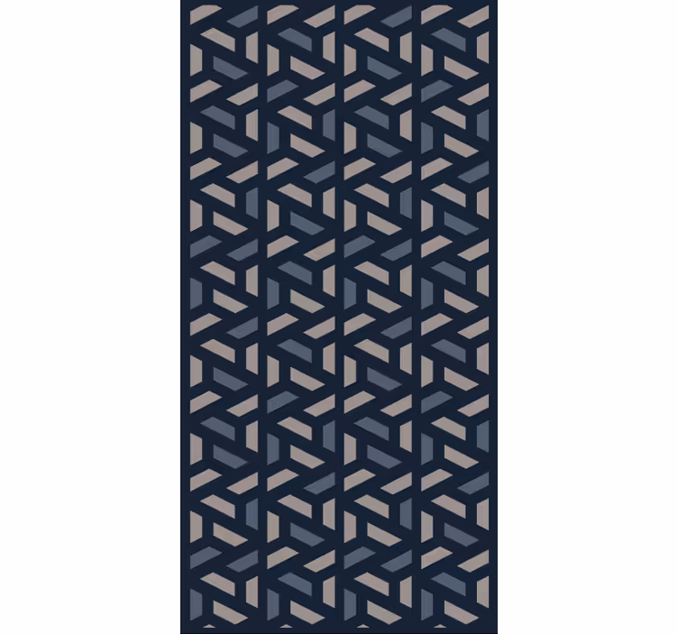 Papel tapiz pasillo patrón geométrico azul y gris - TenVinilo