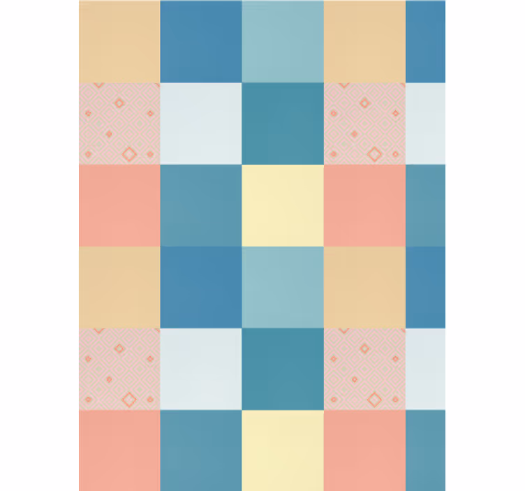 Papel tapiz comedor patrón retro colorido patchwork - TenVinilo