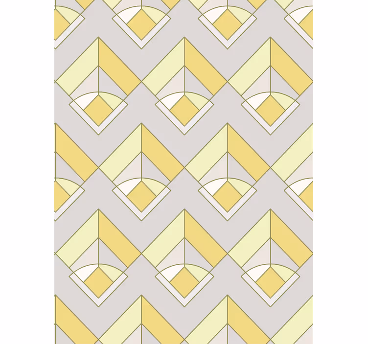 Papel tapiz geométrico patrón amarillo y gris - TenVinilo