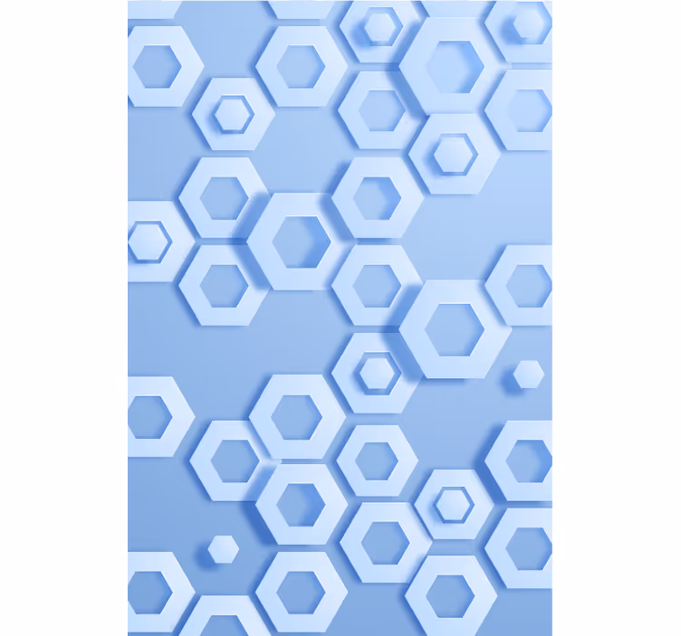 Papel tapiz geométrico patrón hexagonal azul - TenVinilo