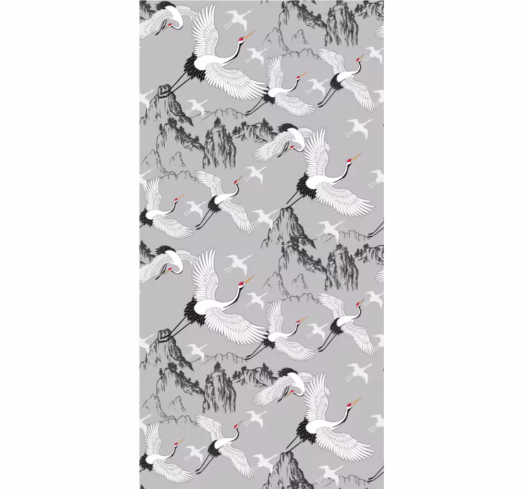 Papel tapiz infantil grúas y picos elegantes - TenVinilo