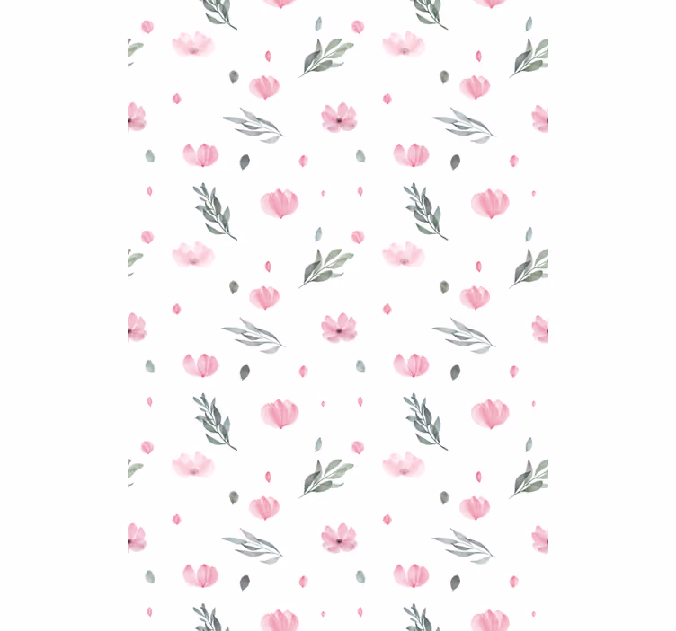 Papel tapiz infantil flores pequeñas en rosa minimalista - TenVinilo