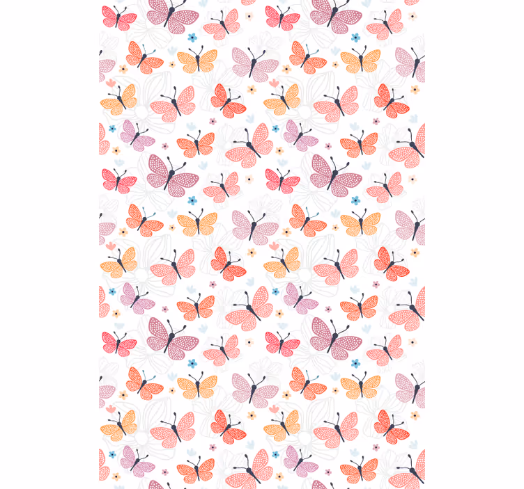 Papel tapiz infantil patrón de mariposas - TenVinilo