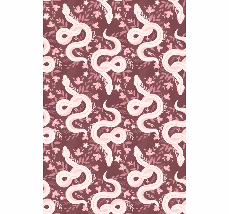 Papel tapiz infantil serpientes florales enroscadas - TenVinilo