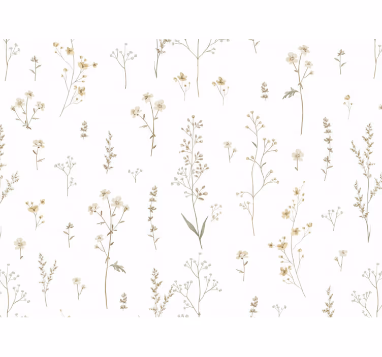 Papel tapiz para sala flores de campo minimalistas - TenVinilo