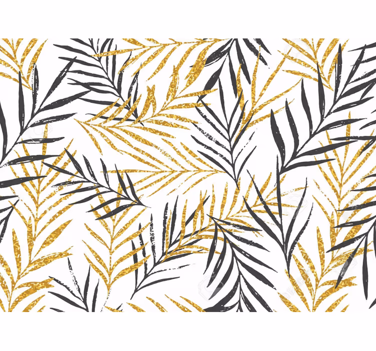 Papel tapiz para sala estampado de hojas glamourosas - TenVinilo