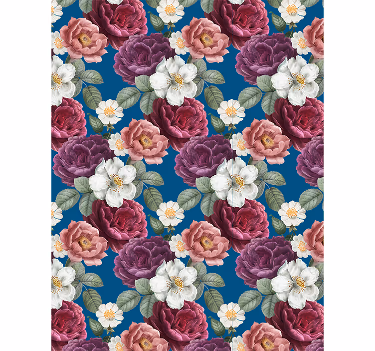 Papel tapiz pasillo arreglo de rosas vibrantes - TenVinilo