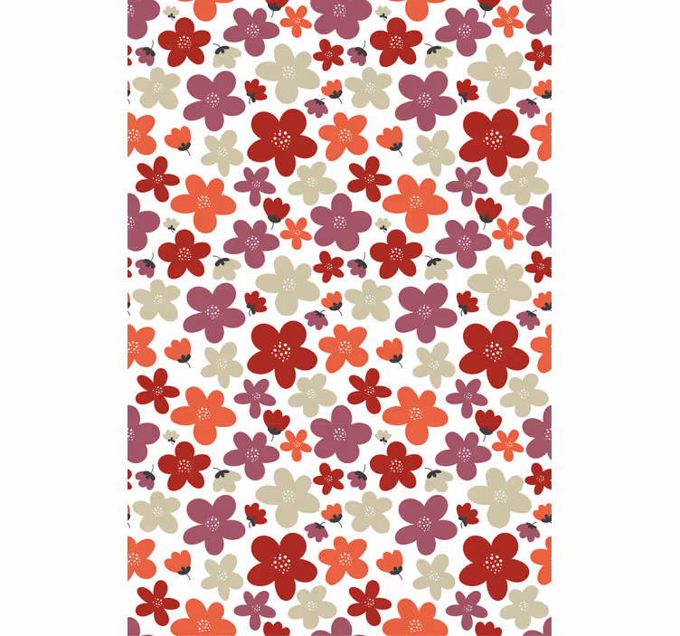 Papel tapiz nórdico flores abstractas rojas - TenVinilo
