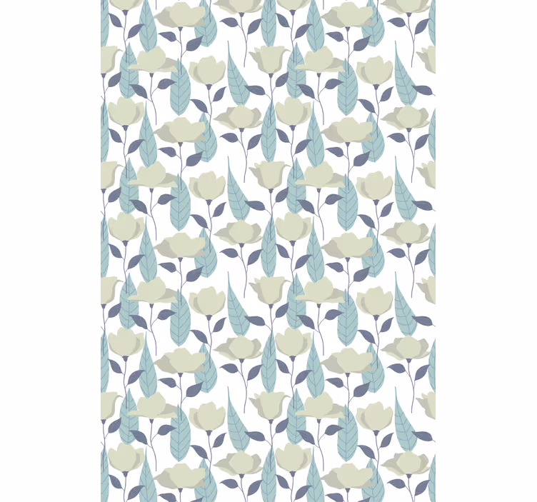 Papel tapiz nórdico patrón de plantas en color pastel - TenVinilo