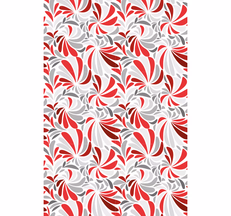 Papel tapiz clásico flores grises y rojas - TenVinilo