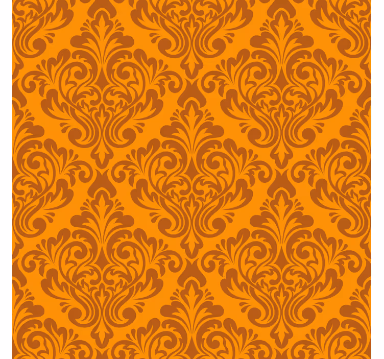 Papel tapiz clásico damasco naranja vintage - TenVinilo