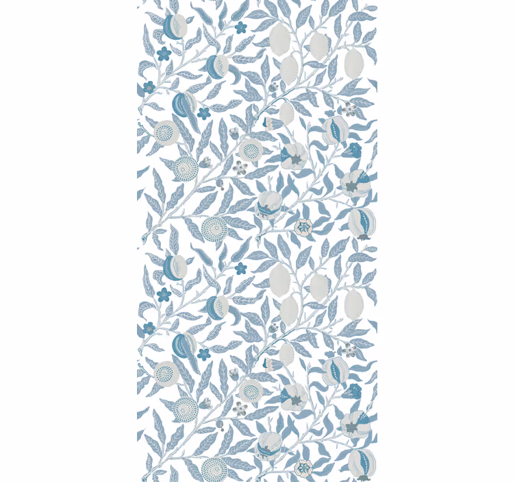 Papel tapiz clásico flores azules estilo victoriano - TenVinilo
