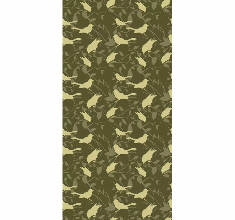 Papel tapiz clásico patrón de pájaros verdes victoriano - TenVinilo