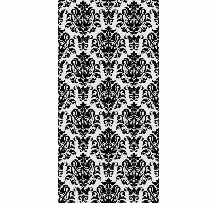 Papel tapiz clásico con patrón floral en blanco y negro - TenVinilo