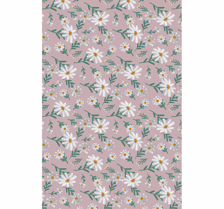 Papel tapiz para sala margarita rosa años 70 - TenVinilo