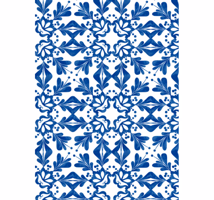 Papel tapiz para sala azulejo vintage azul - TenVinilo