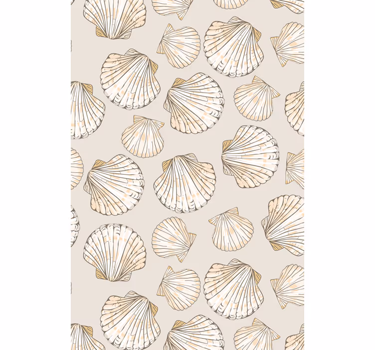 Papel tapiz para sala con patrón de conchas - TenVinilo