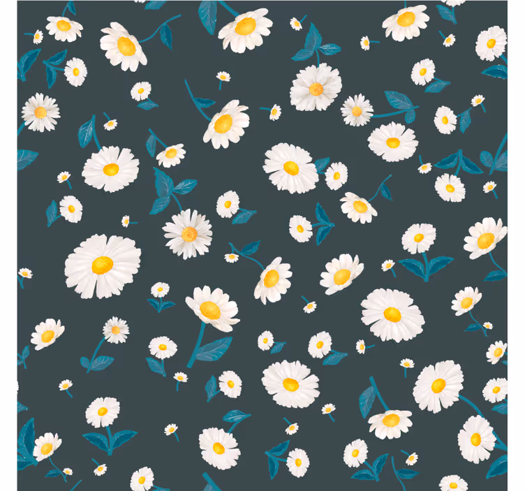 Papel tapiz flores patrón de flores margaritas - TenVinilo