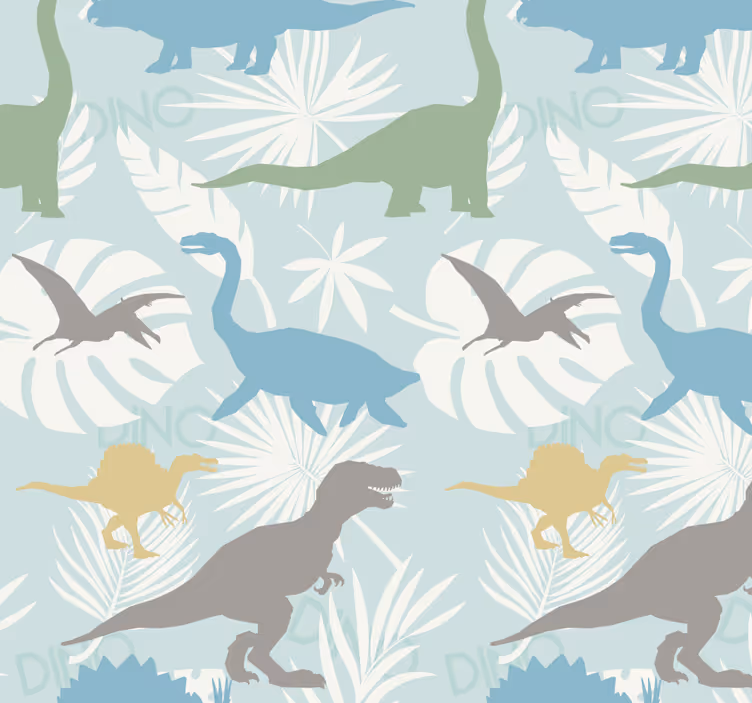 Papel tapiz dinosaurios en tonos pastel - TenVinilo