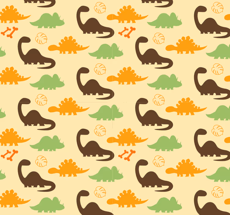 Papel tapiz dinosaurios fondo beige - TenVinilo