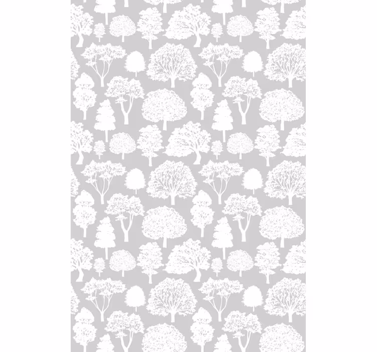 Papel tapiz árboles blanco y gris - TenVinilo