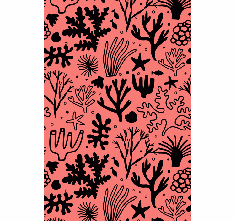 Papel tapiz árboles hojas rojas y negras - TenVinilo