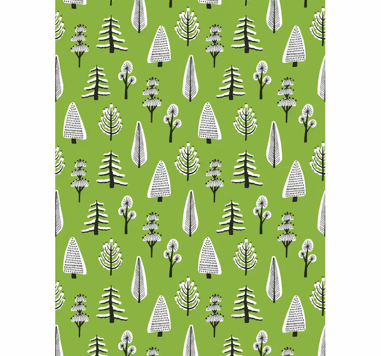 Papel tapiz árboles diferentes verdes - TenVinilo