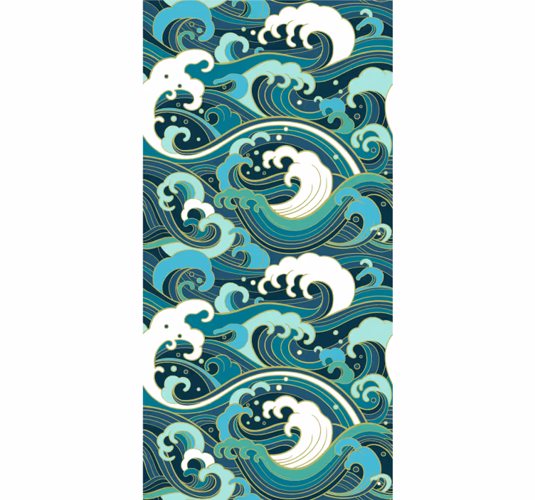 Papel tapiz moderno olas de japón estilo - TenVinilo