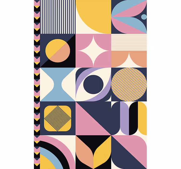 Papel tapiz moderno pintura geométrica de figuras múltiples - TenVinilo