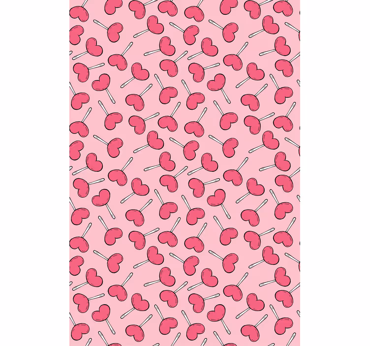 Papel tapiz moderno en forma de piruletas corazón - TenVinilo