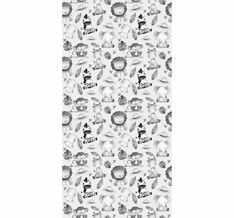 Papel tapiz infantil animales bebés grises - TenVinilo