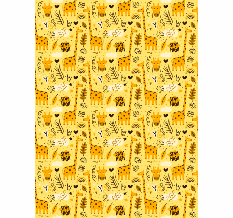 Papel tapiz infantil patrón savana amarilla - TenVinilo