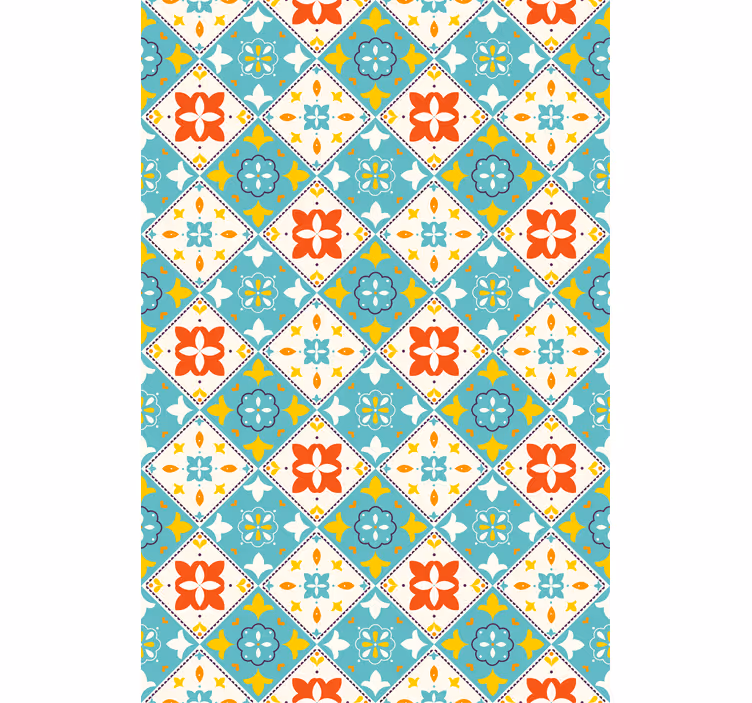 Papel tapiz baño azulejos azules y beige - TenVinilo