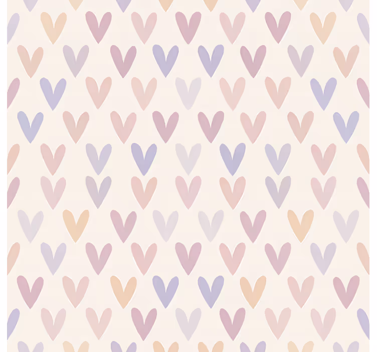 Papel tapiz juvenil patrón de corazones pastel - TenVinilo