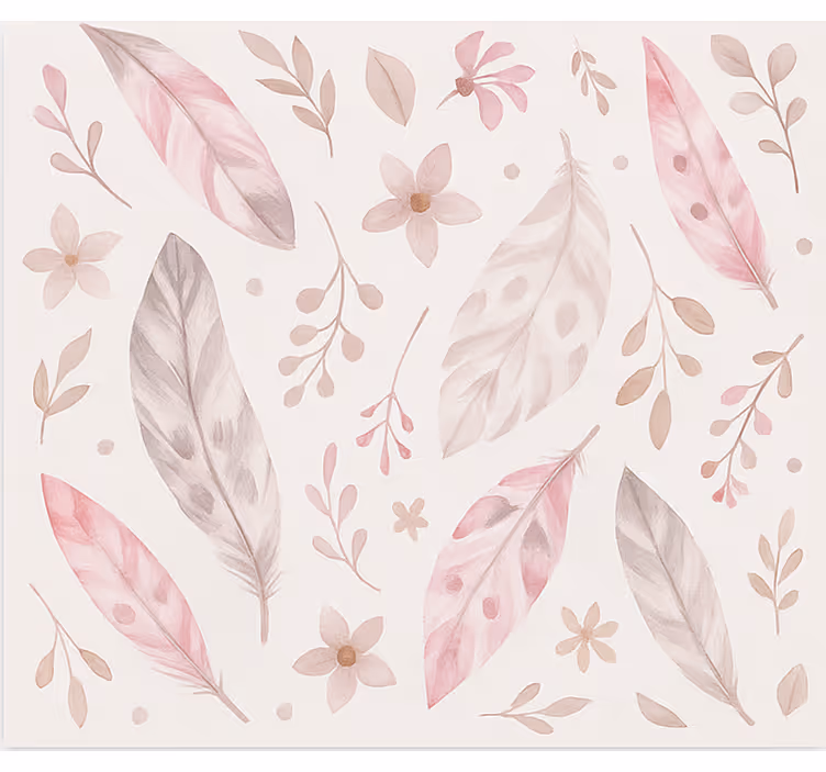 Papel tapiz juvenil plumas rosas - TenVinilo