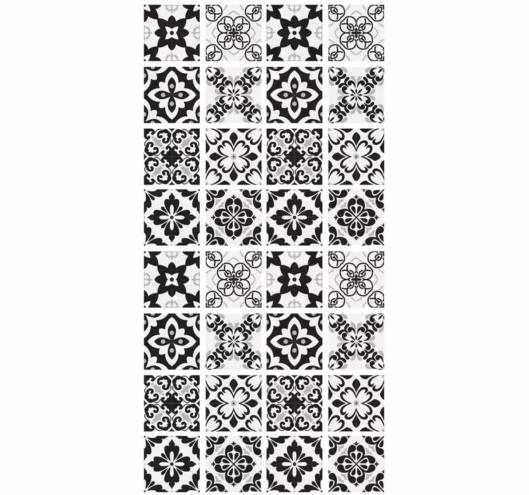 Papel tapiz cocina azulejos en blanco y negro - TenVinilo