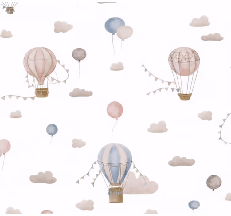 Papel tapiz para sala globo aerostático pastel - TenVinilo
