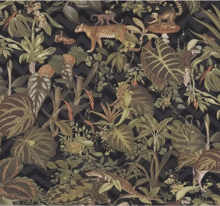 Papel tapiz recámara matrimonial animales de la selva - TenVinilo