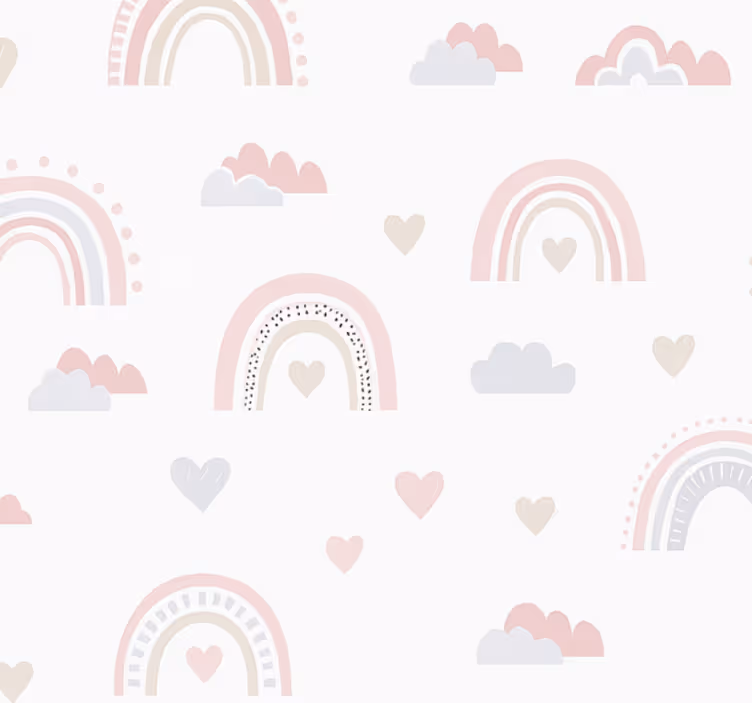 Papel tapiz infantil diseño arcoíris rosa - TenVinilo