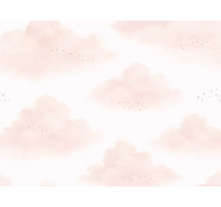 Papel tapiz infantil nubes rosadas - TenVinilo