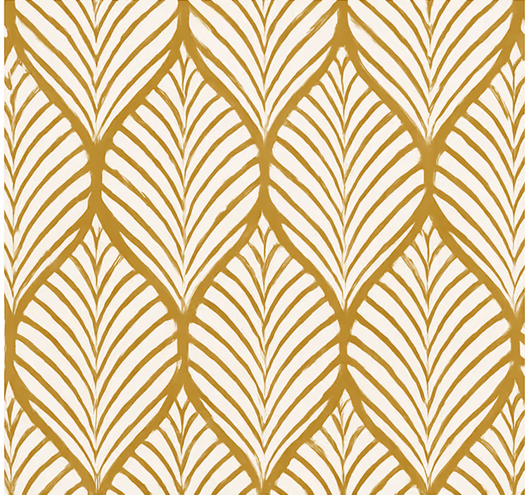Papel tapiz moderno motivo de hojas geométricas doradas - TenVinilo