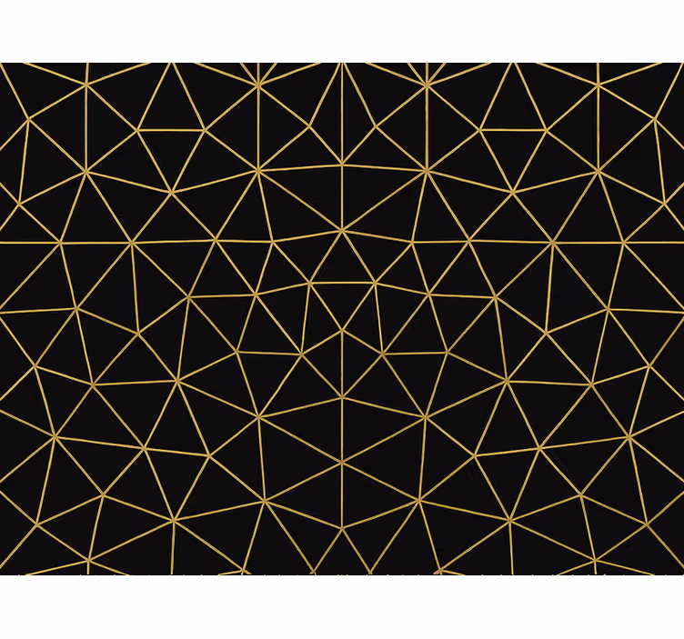 Papel tapiz triángulos red geométrica dorada nocturna - TenVinilo