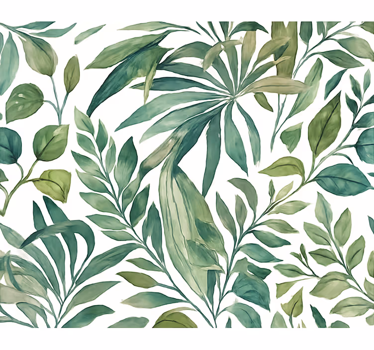 Papel tapiz hojas selva acuarela - TenVinilo