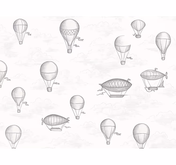 Papel tapiz clásico cielos y dirigibles vintage - TenVinilo